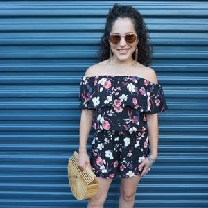 Black Floral Romper